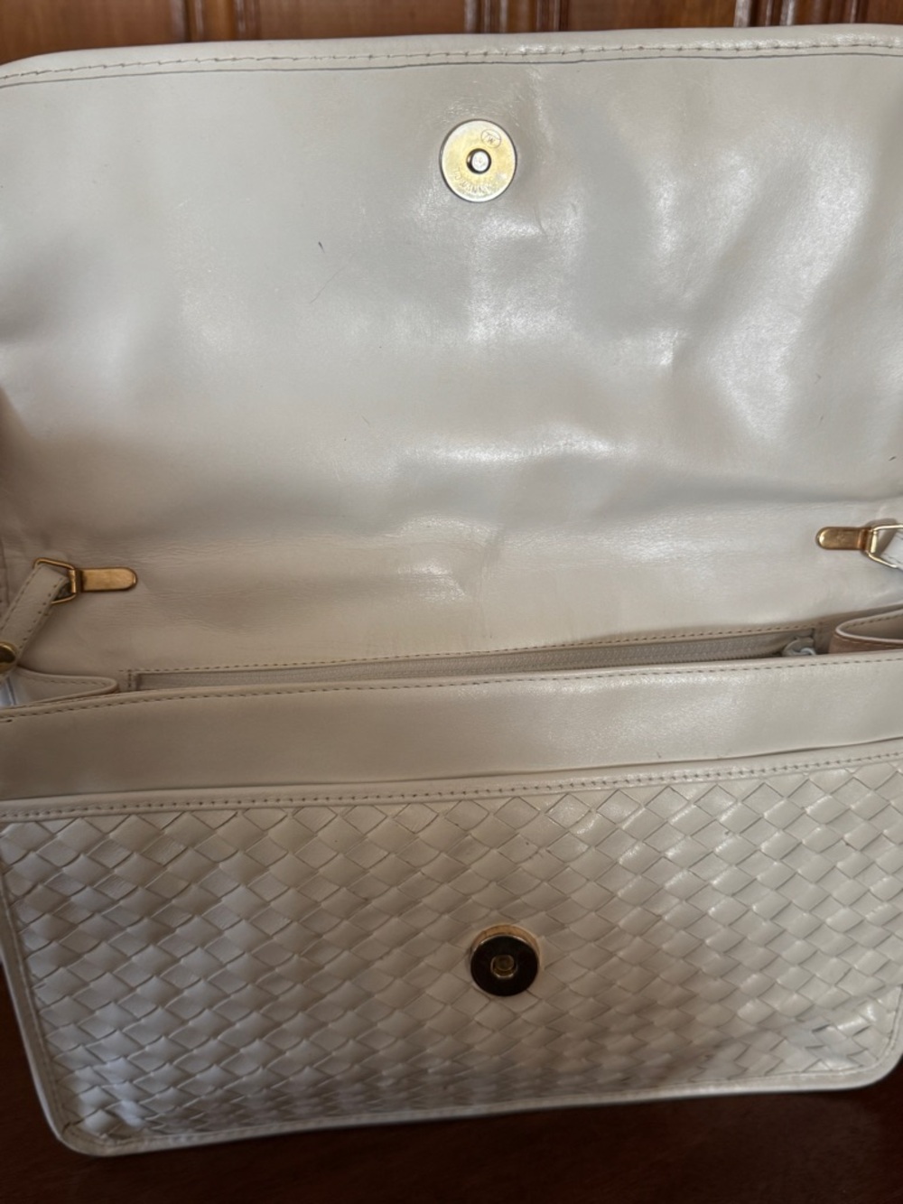 Gorgeous Vintage 80s Basketweave Etienne Aigner White Woven Leather Shoulder Bag - Picture 6 of 8